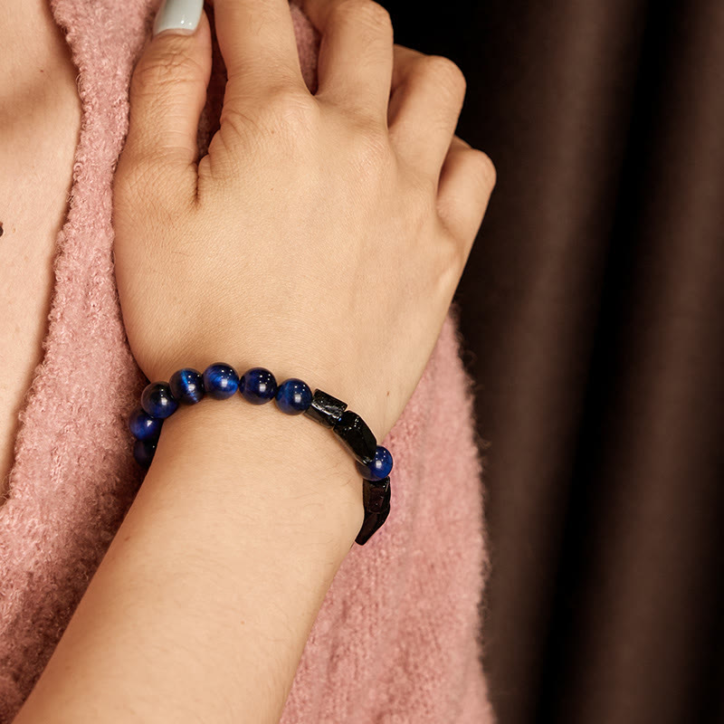 Blue Tiger Eye Black Tourmaline Strength Bracelet