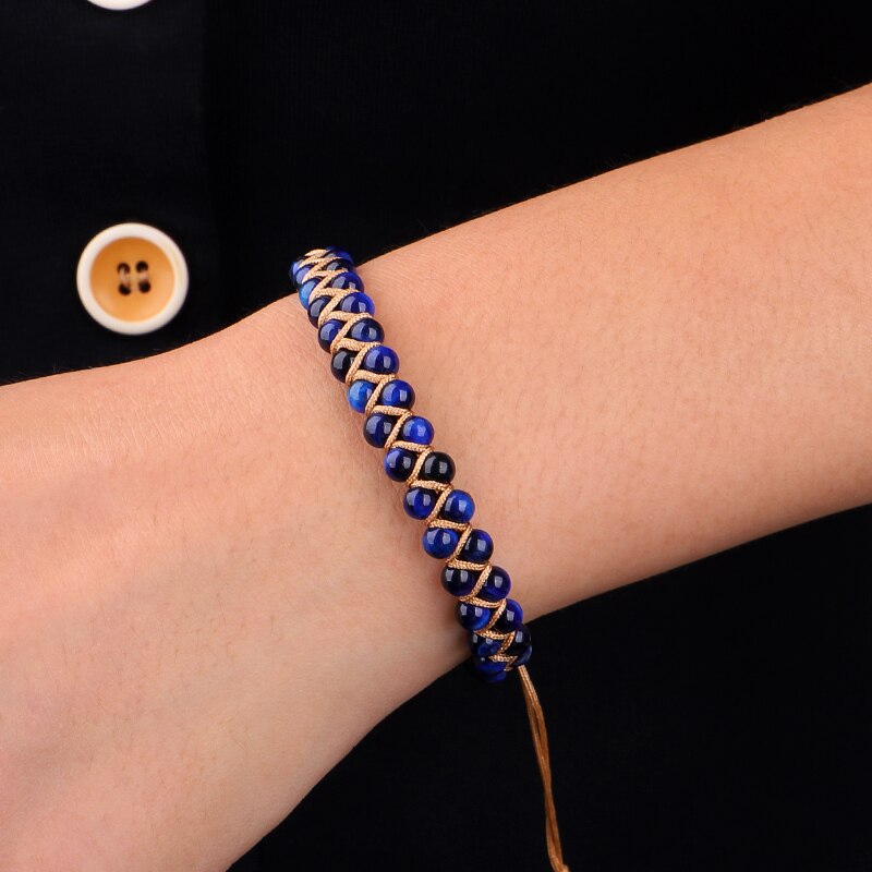 Blue Tiger Eye Bracelet for Luck and Insight