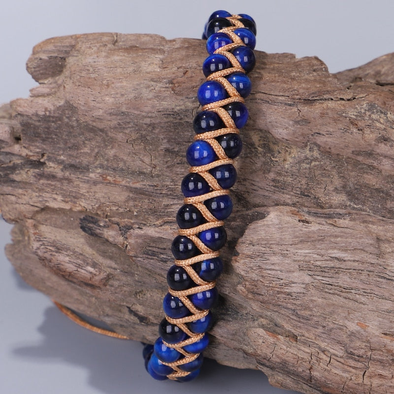 Blue Tiger Eye Bracelet for Luck and Insight