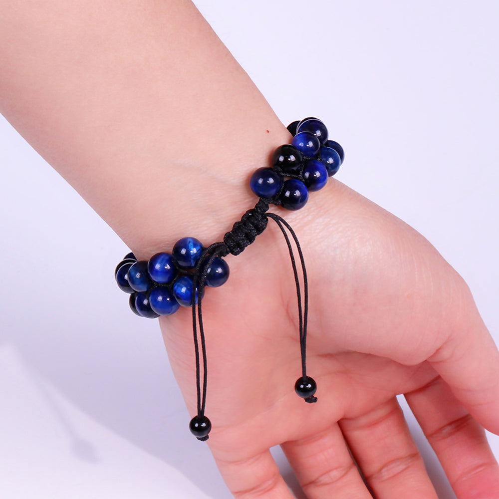 Blue Tiger Eye Dual Courage Luck Beaded Bracelet