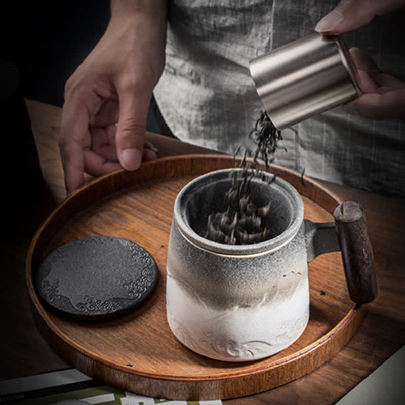 Blue Vintage Mountain Sea Ceramic Teacup 300ml