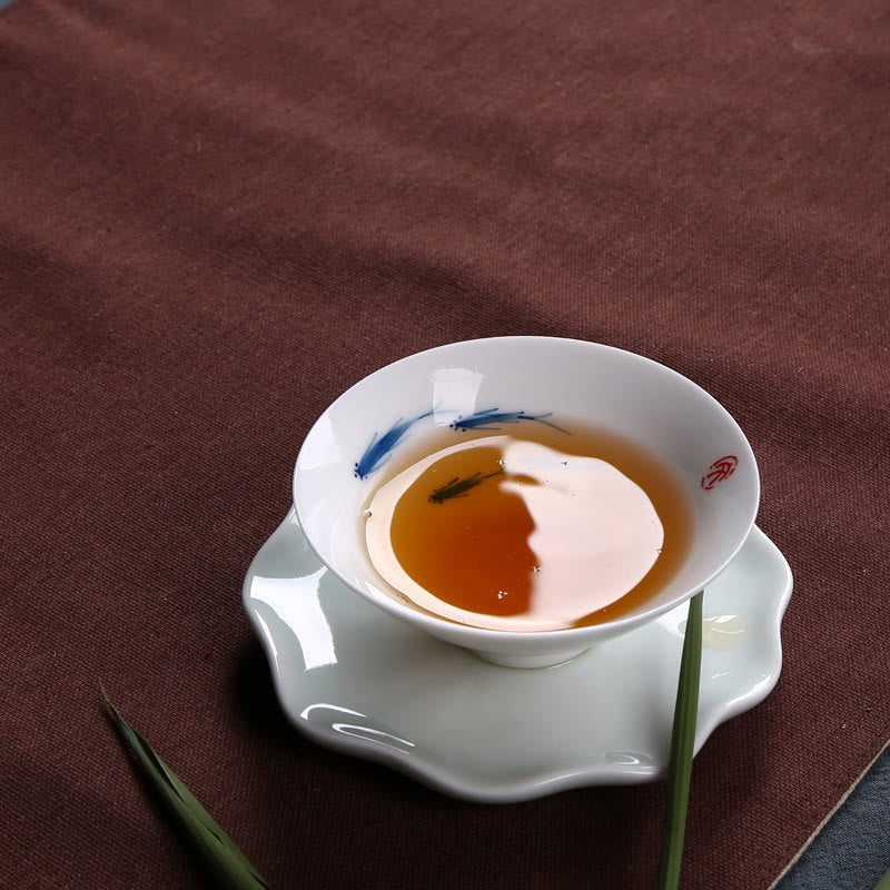 Blue and White Porcelain Koi Fish Ceramic Tea Cup 60ml