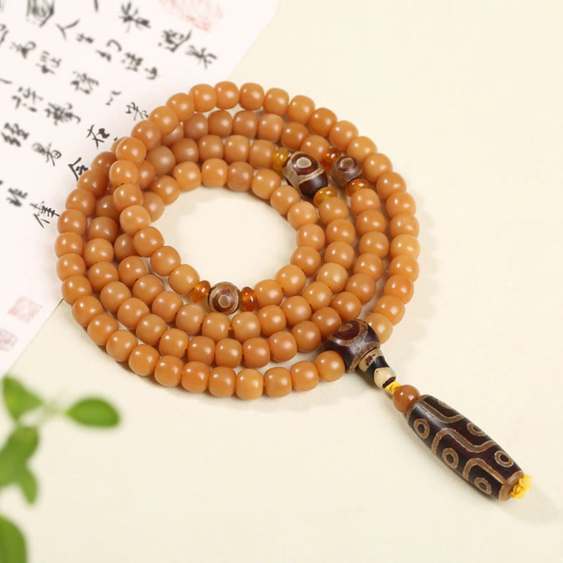 Bodhi Seed Dzi Bead Bracelet for Peace & Harmony 9mm