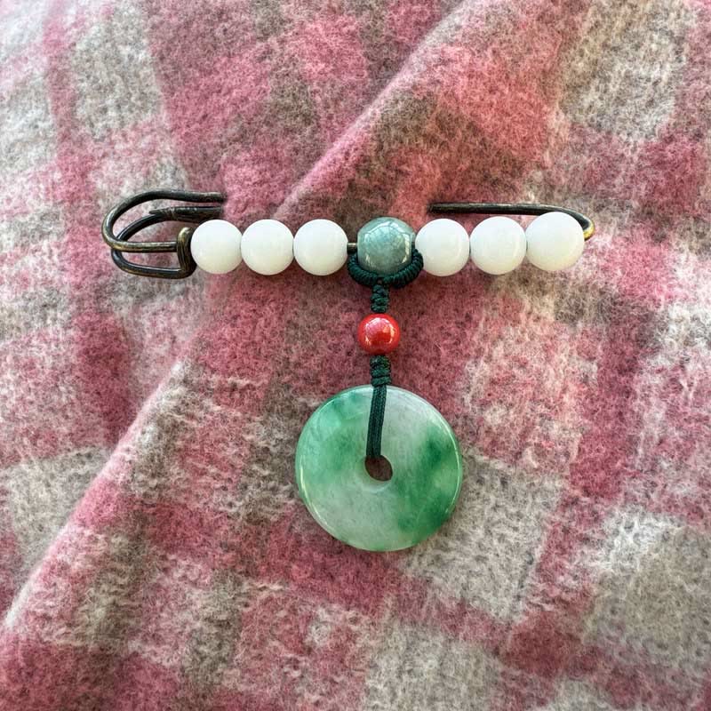 Bodhi Seed Jade Peace Buckle Luck Brooch for Spiritual Protection