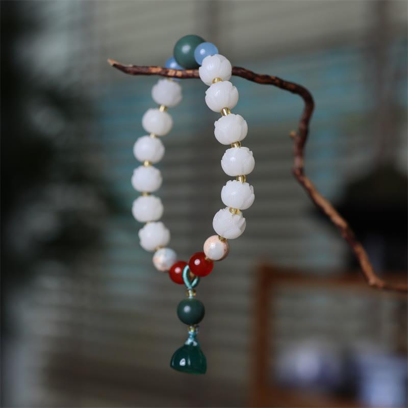 Bodhi Seed Lotus Bead Bracelet for Peace and Harmony