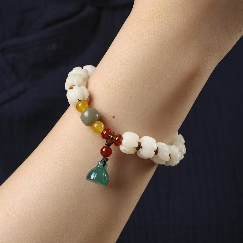 Bodhi Seed Red Agate Lotus Harmony Bracelet