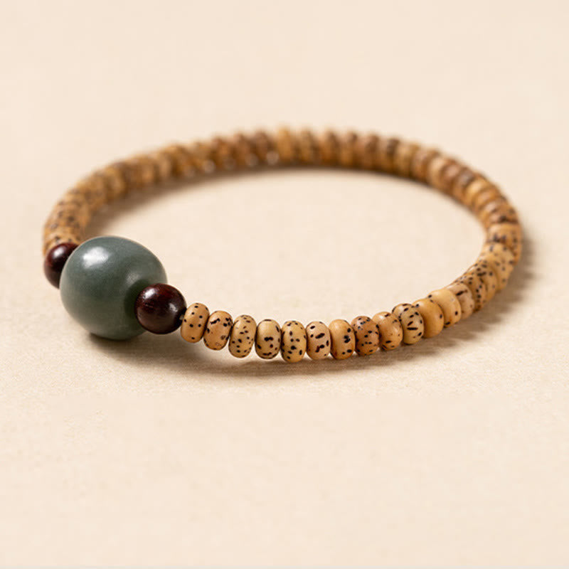 Bodhi Seed Small Leaf Red Sandalwood Wisdom Bracelet for Spiritual Protection