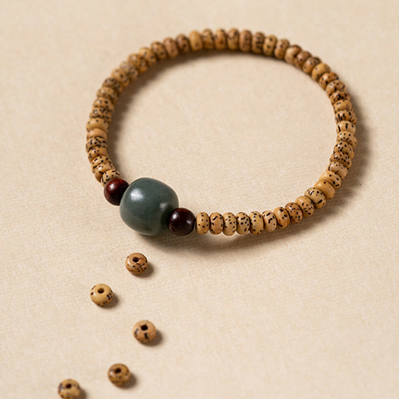 Bodhi Seed Small Leaf Red Sandalwood Wisdom Bracelet for Spiritual Protection