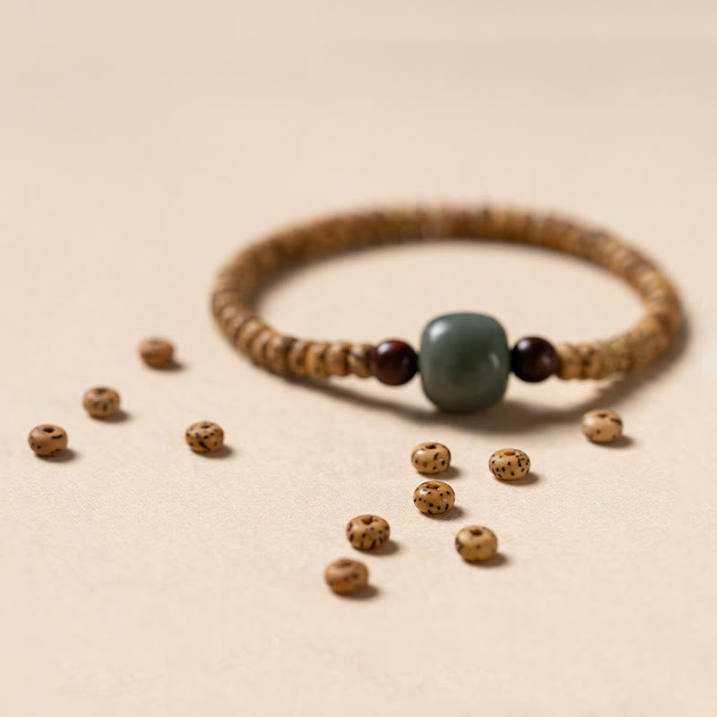 Bodhi Seed Small Leaf Red Sandalwood Wisdom Bracelet for Spiritual Protection