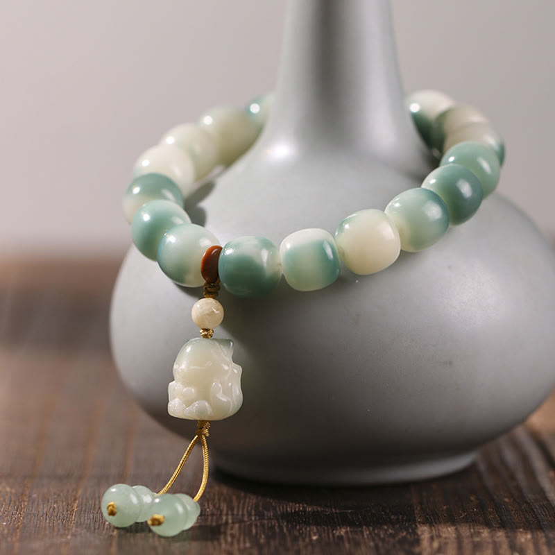 Bodhi Seed Spiritual Bracelet with Nine-Tailed Fox Protection