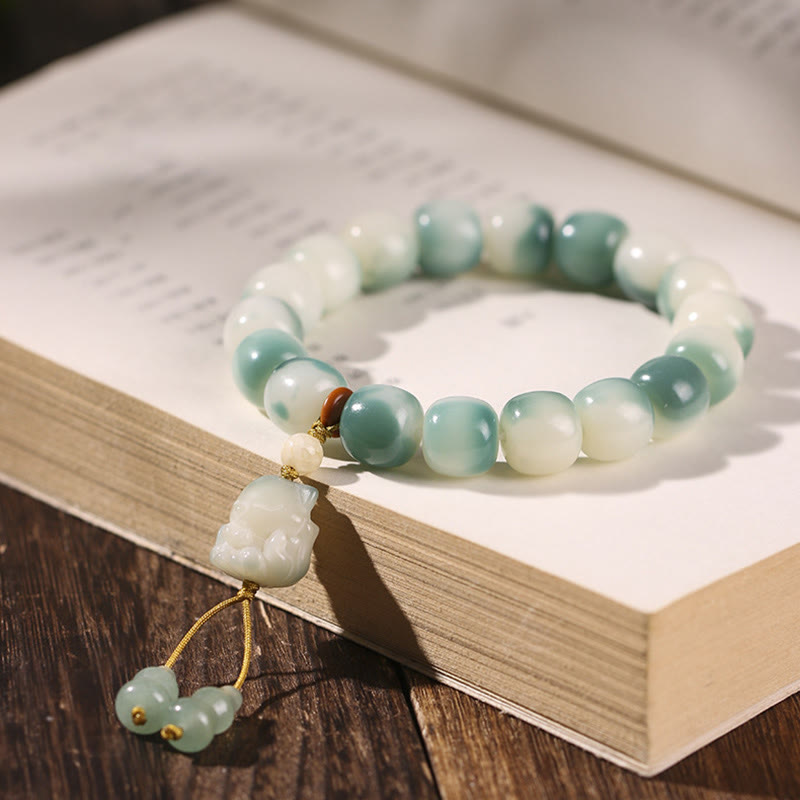 Bodhi Seed Spiritual Bracelet with Nine-Tailed Fox Protection