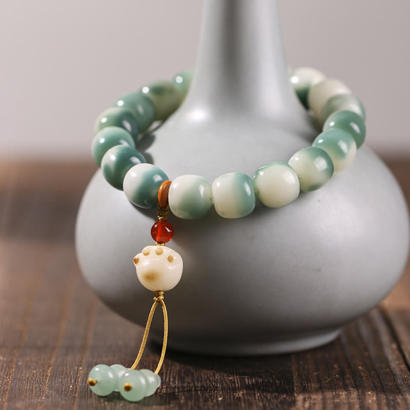 Bodhi Seed Spiritual Bracelet with Nine-Tailed Fox Protection