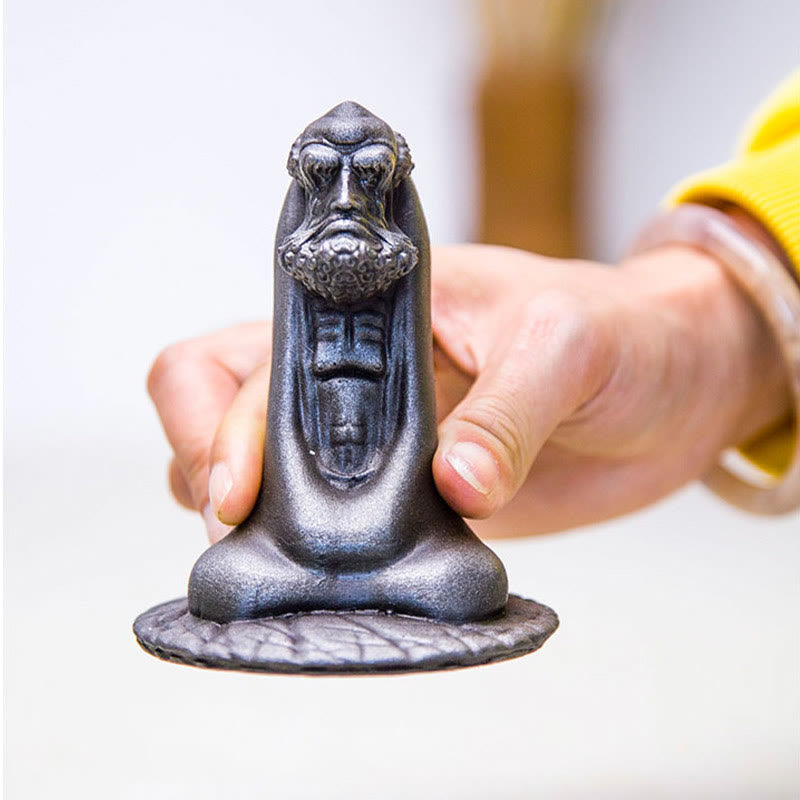 Bodhidharma 10cm Iron Powder Rust Resin Buddha Statue Decoration