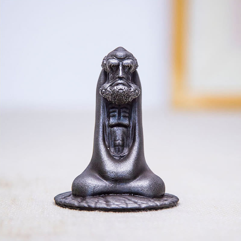 Bodhidharma 10cm Iron Powder Rust Resin Buddha Statue Decoration