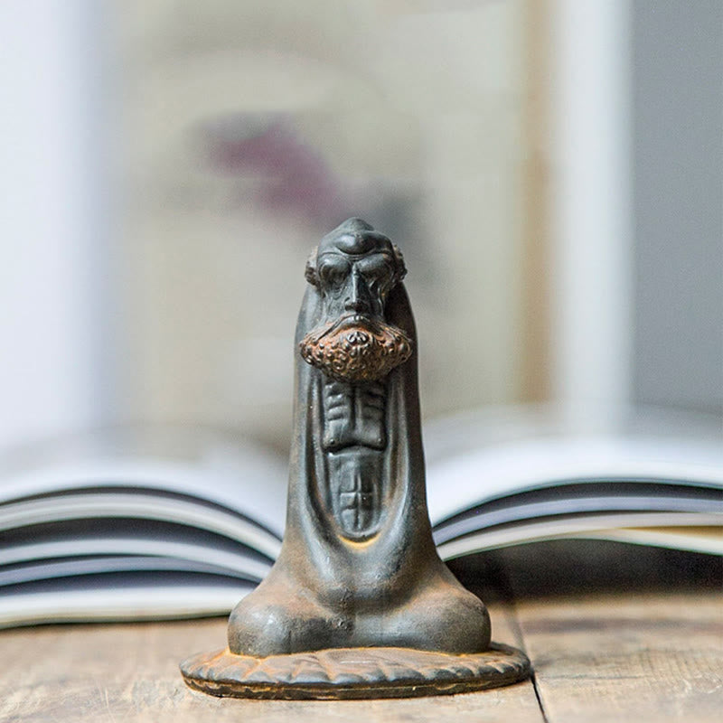 Bodhidharma 10cm Iron Powder Rust Resin Buddha Statue Decoration