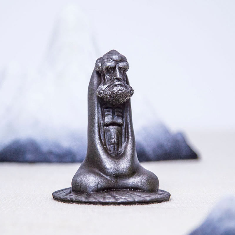 Bodhidharma 10cm Iron Powder Rust Resin Buddha Statue Decoration