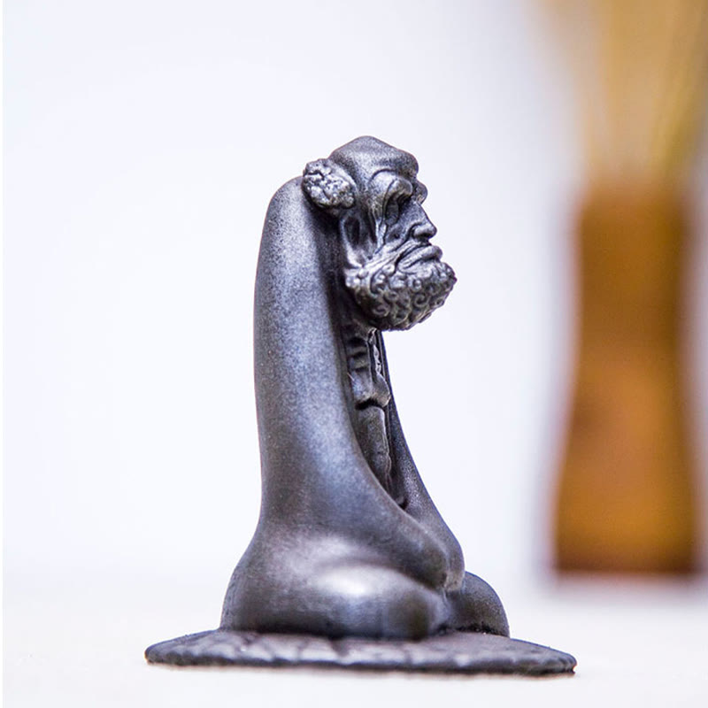 Bodhidharma 10cm Iron Powder Rust Resin Buddha Statue Decoration
