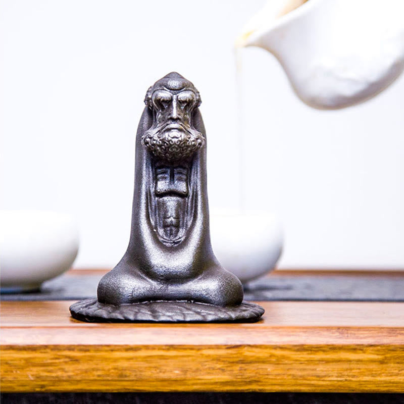 Bodhidharma 10cm Iron Powder Rust Resin Buddha Statue Decoration