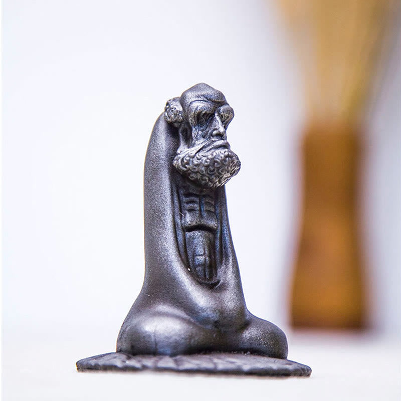 Bodhidharma 10cm Iron Powder Rust Resin Buddha Statue Decoration