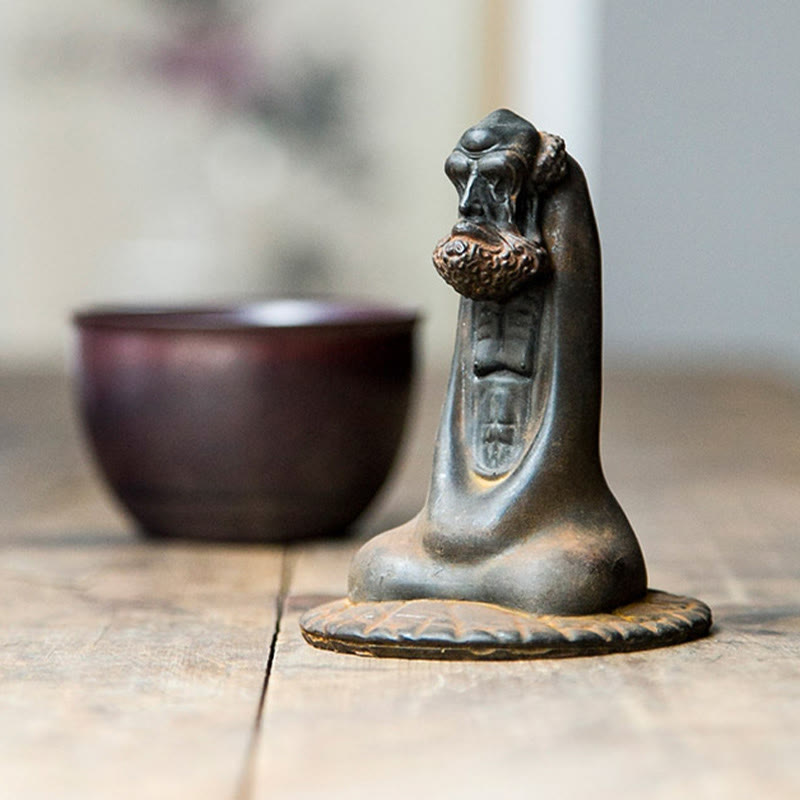 Bodhidharma 10cm Iron Powder Rust Resin Buddha Statue Decoration