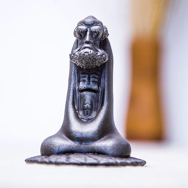 Bodhidharma 10cm Iron Powder Rust Resin Buddha Statue Decoration