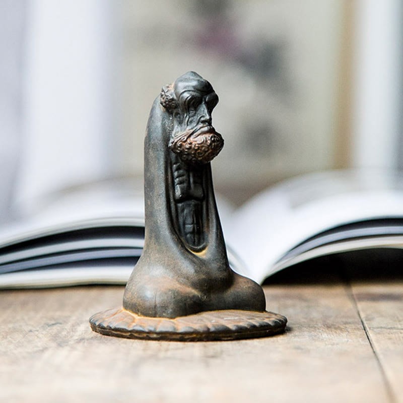 Bodhidharma 10cm Iron Powder Rust Resin Buddha Statue Decoration