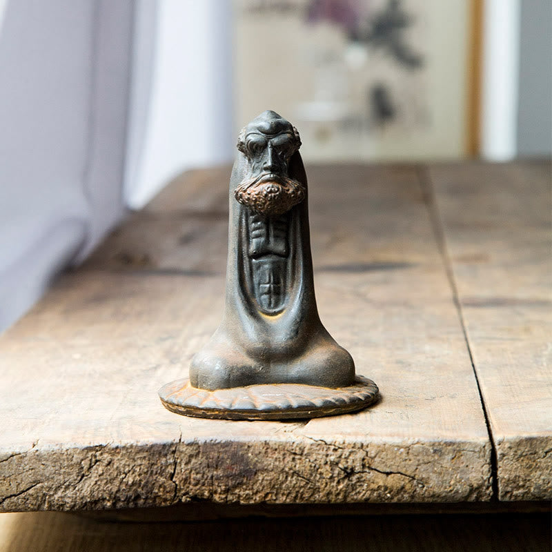 Bodhidharma 10cm Iron Powder Rust Resin Buddha Statue Decoration