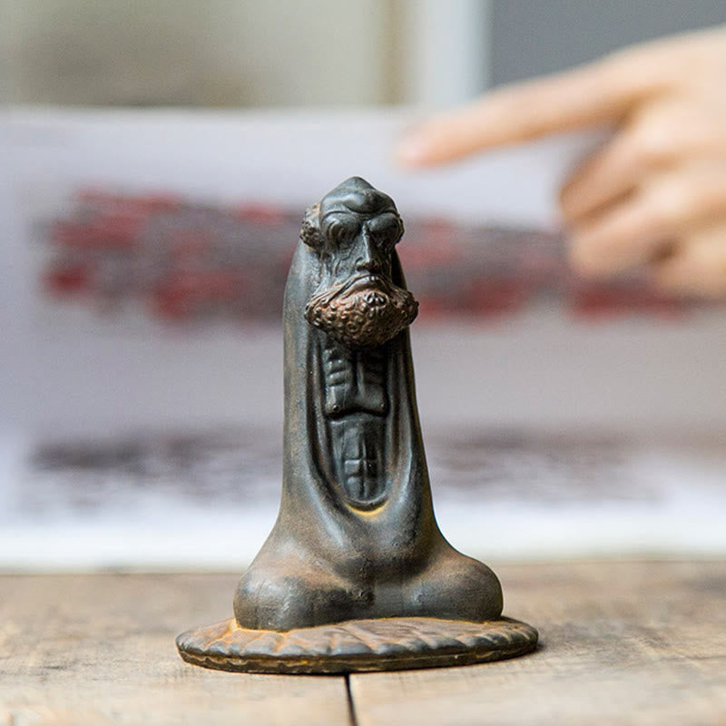 Bodhidharma 10cm Iron Powder Rust Resin Buddha Statue Decoration