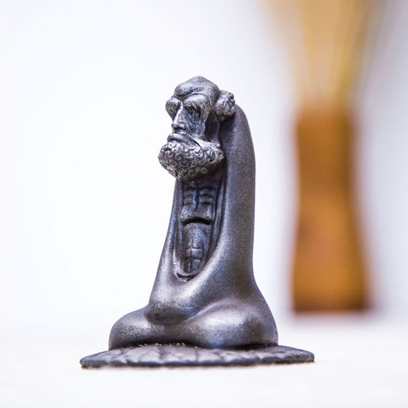 Bodhidharma 10cm Iron Powder Rust Resin Buddha Statue Decoration