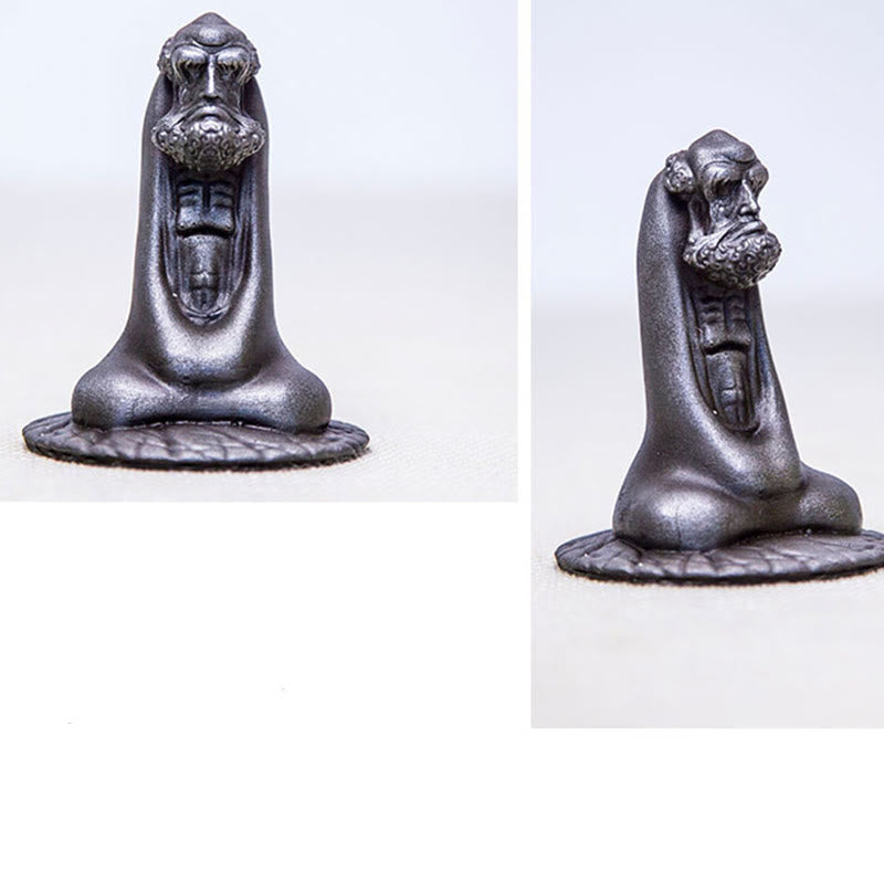 Bodhidharma 10cm Iron Powder Rust Resin Buddha Statue Decoration