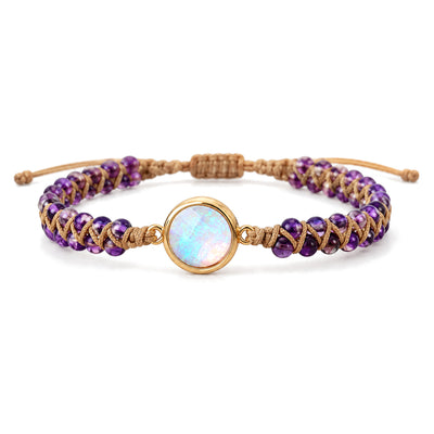 Colorful Bohemian Gemstone Bracelet for Personal Harmony, Amethyst, on a white background
