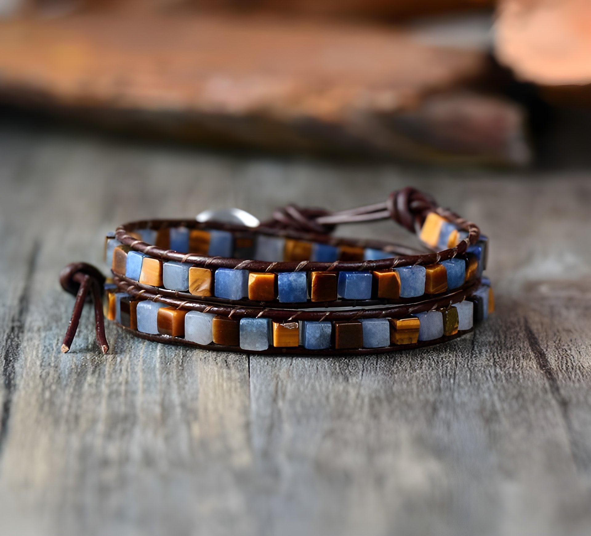 Boho Chic Agate Stone Double Wrap Bracelet
