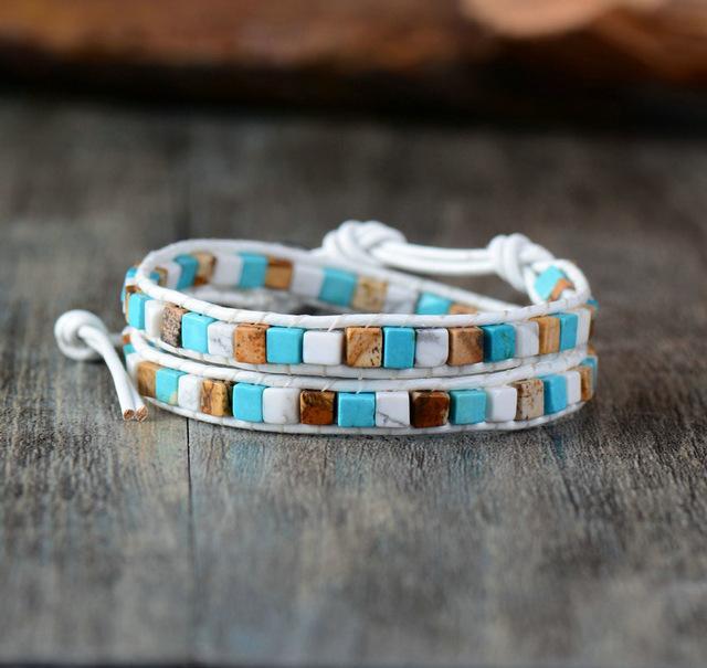 Boho Chic Agate Stone Double Wrap Bracelet