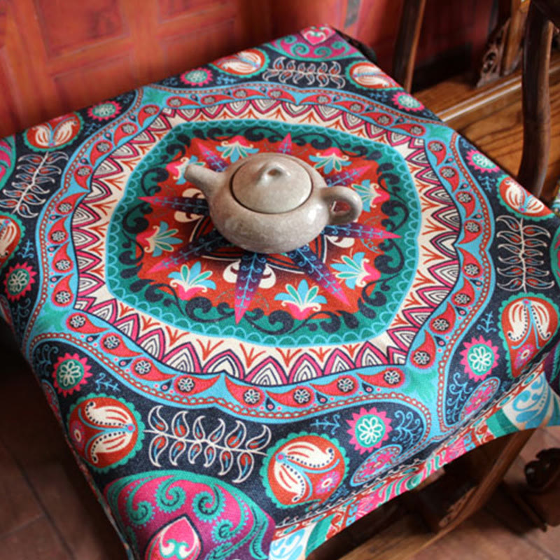 Boho Mandala Tablecloth 70x70cm Cotton Linen Blend