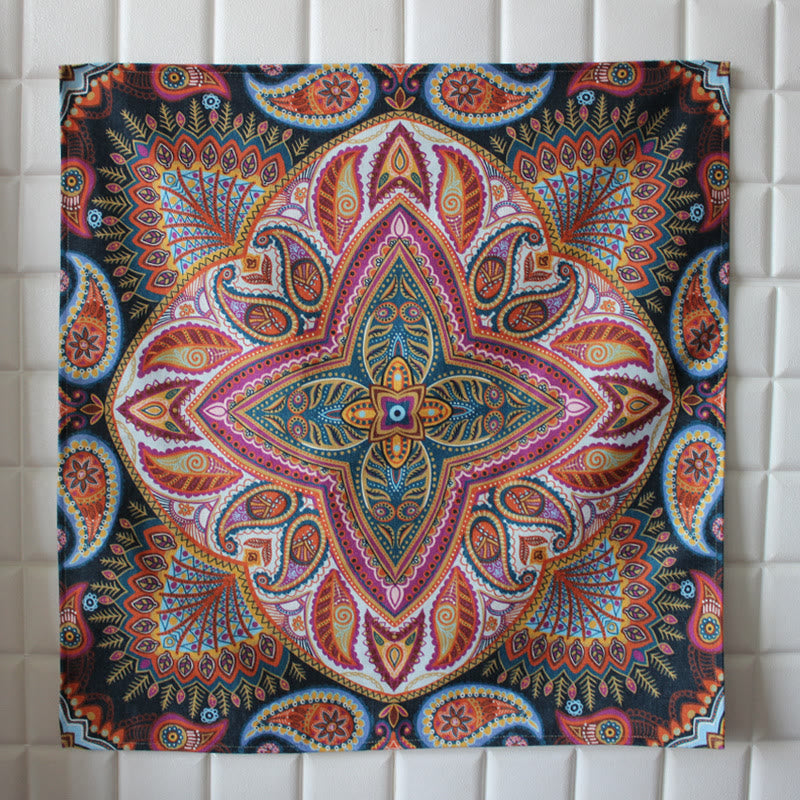 Boho Mandala Tablecloth 70x70cm Cotton Linen Blend