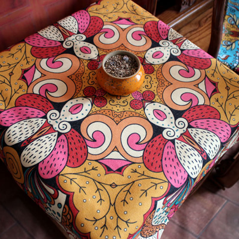 Boho Mandala Tablecloth 70x70cm Cotton Linen Blend