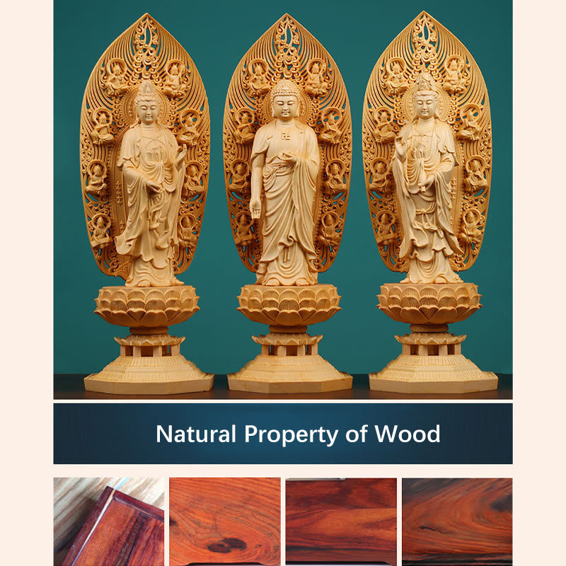 Boxwood Buddha Statue | Mahasthamaprapta Bodhisattva 43cm