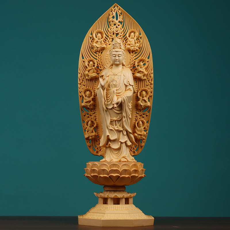 Boxwood Buddha Statue | Mahasthamaprapta Bodhisattva 43cm