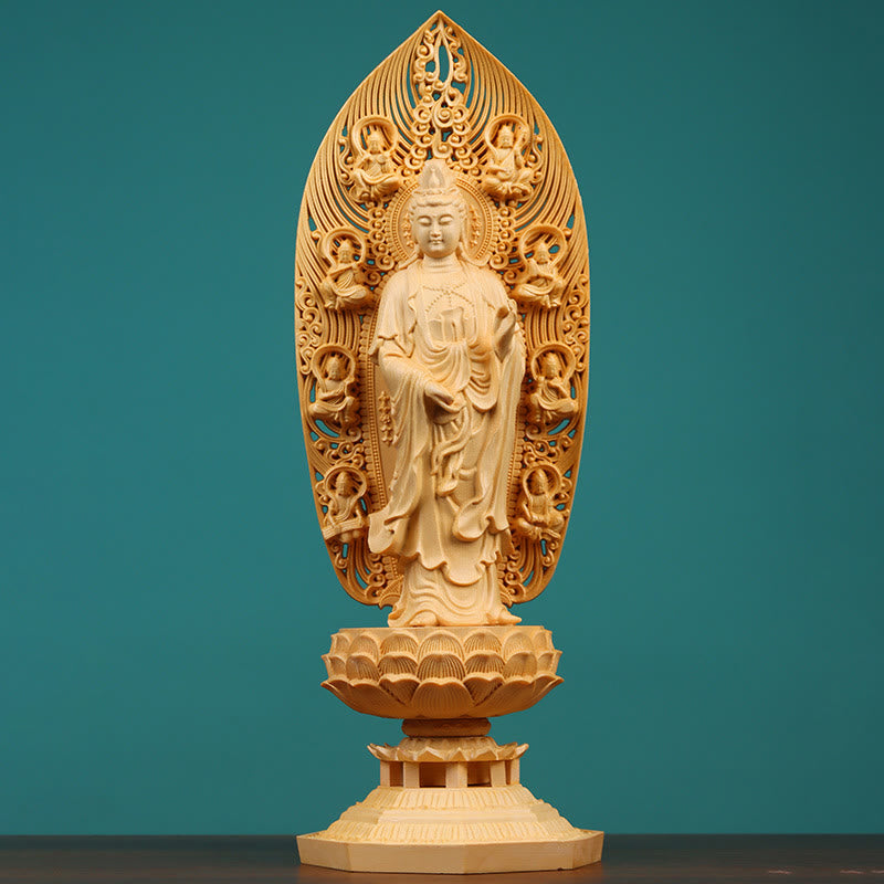 Boxwood Buddha Statue | Mahasthamaprapta Bodhisattva 43cm