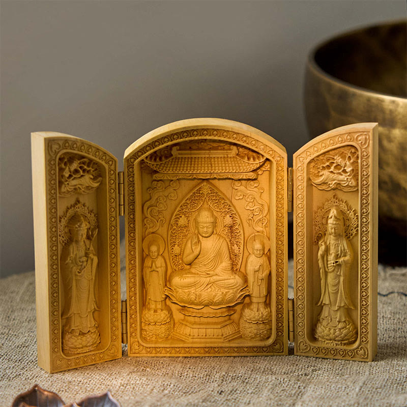 Boxwood Thousand-Armed Avalokitesvara Kwan Yin Altar Decoration