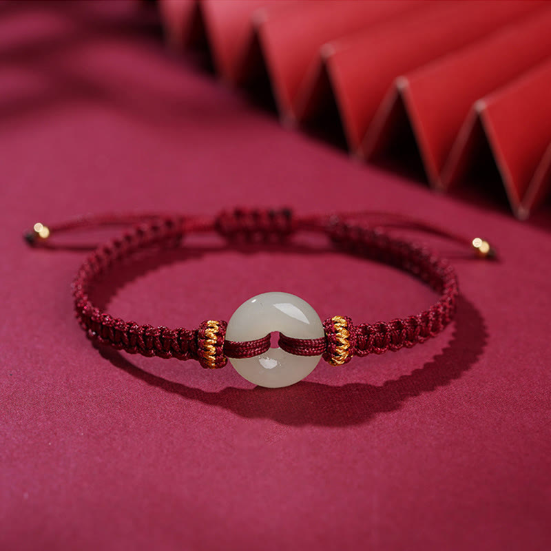 Braided Jade Bracelet with Peace Buckle | Abundance & Harmony