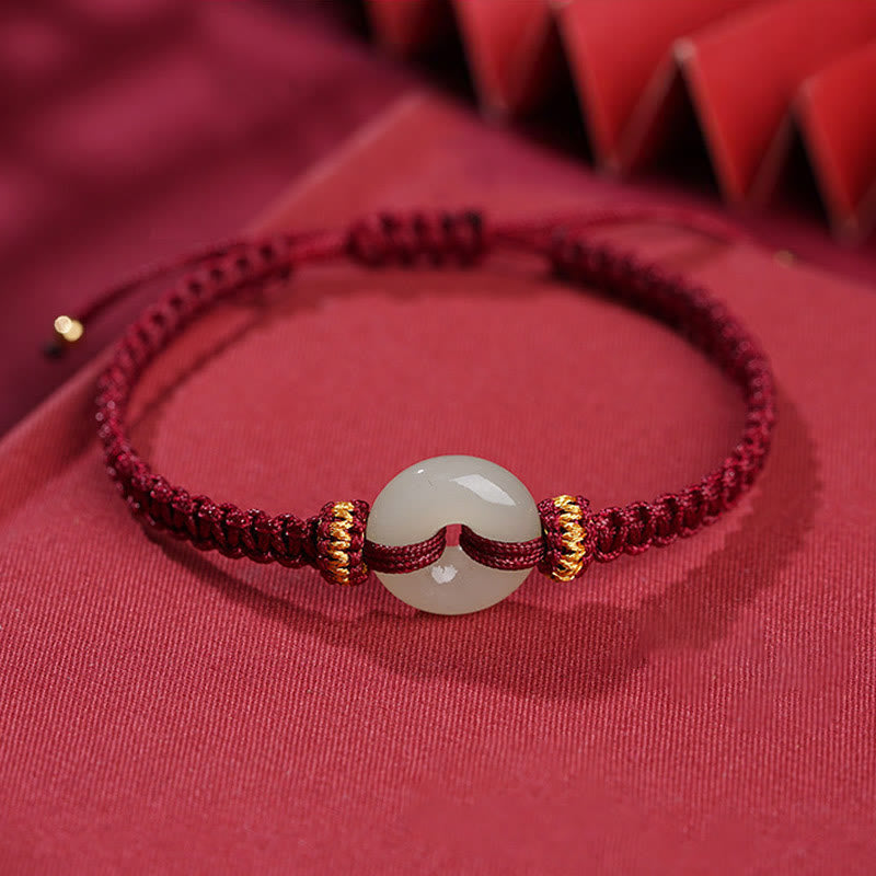 Braided Jade Bracelet with Peace Buckle | Abundance & Harmony