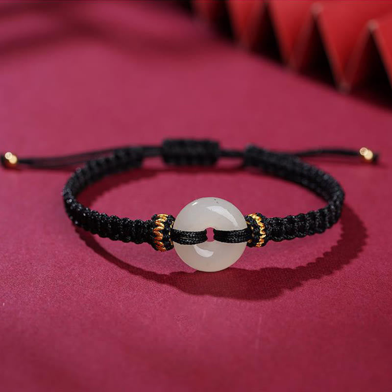 Braided Jade Bracelet with Peace Buckle | Abundance & Harmony