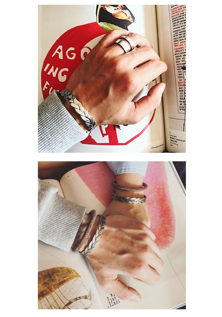 Braided Leather Bracelet with Tiger Eye Charm