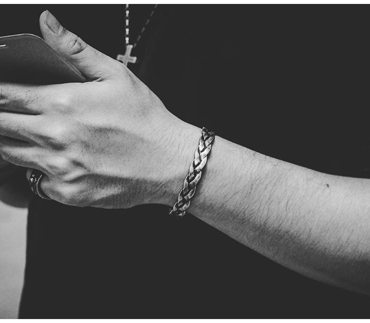 Braided Leather Bracelet with Tiger Eye Charm