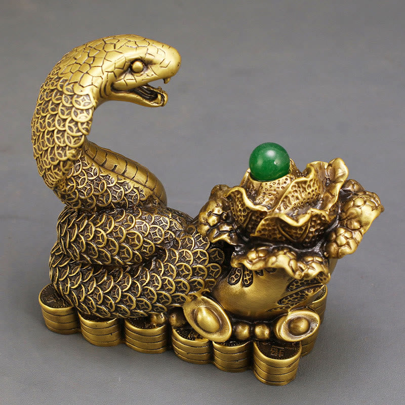 Brass Snake Figurine 19cm Animal Totem for Spiritual Blessings