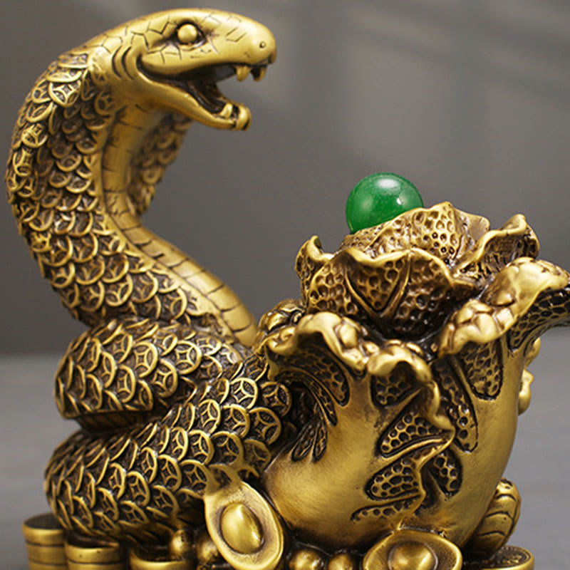Brass Snake Figurine 19cm Animal Totem for Spiritual Blessings