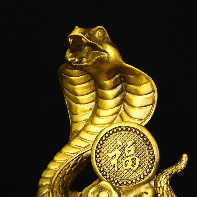 Brass Year of the Snake Fu Character Statue 14x9x19cm