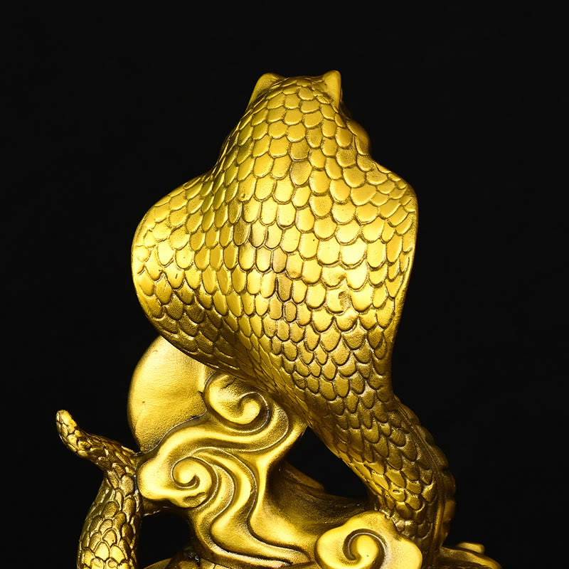 Brass Year of the Snake Fu Character Statue 14x9x19cm