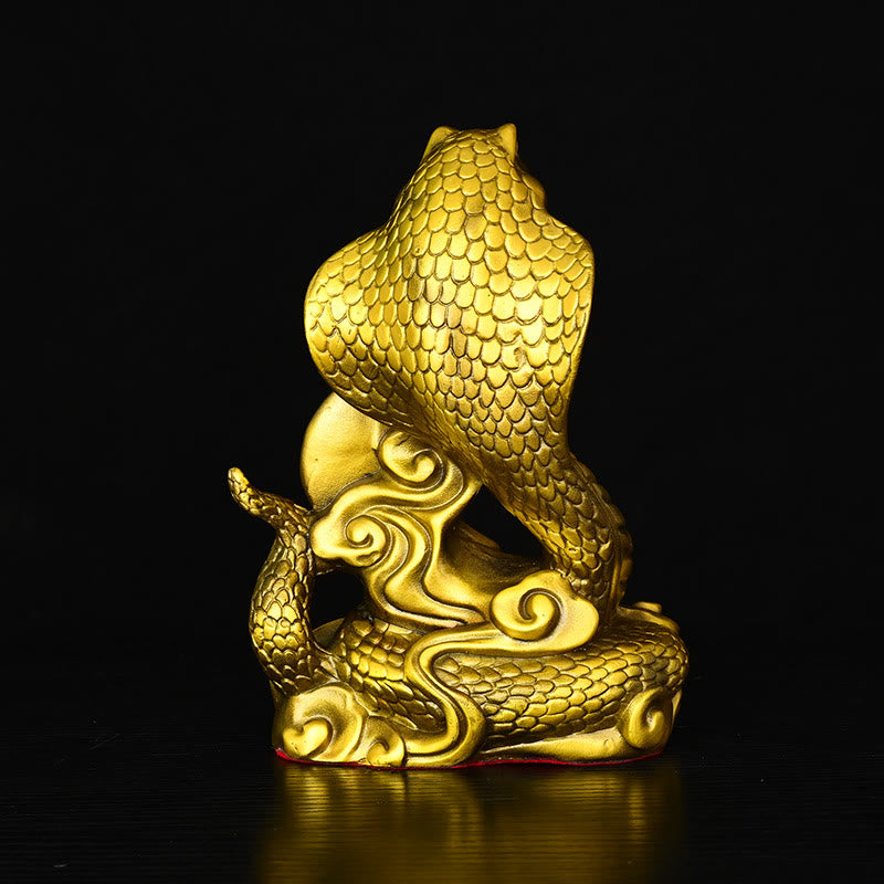 Brass Year of the Snake Fu Character Statue 14x9x19cm